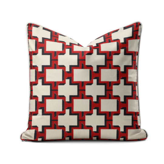 frey-geometrical-coral-yacht-cushion-bespoke-handcrafted-luxury-dedar-fabric